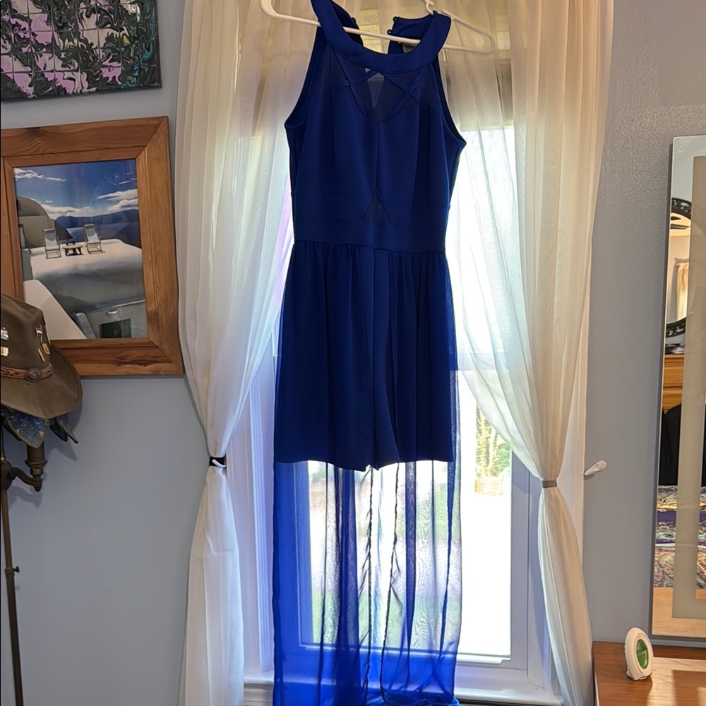 Sweet Storm Blue Halter Midi Sundress